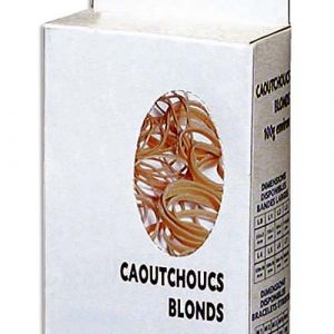 Solveig Elastiques - boîte distributrice de 100g de caoutchouc blond - format: 100x1.8mm