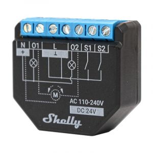 Shelly Plus 2PM | Interrupteur de relais connecté pour volet roulant - 16A | 2 Canaux | Wi-Fi & Bluetooth | Compteur de consommation | Compatible Alexa & Google Home | App iOS Android | Lot de 2