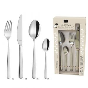 Amefa M&eacute;nag&egrave;re 24 couverts de table pour 6 personnes - Phoenix - Acier inoxydable recycl&eacute; 18/0, Finition Miroir - Inox