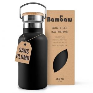 Bambaw Bouteille Isotherme en Inox 350 ml - Jet Black