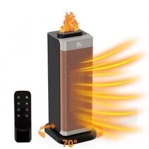 Radiateur soufflant électrique Salon 2000W Effet de Flamme Fonction d’Humidificateur Ventilateur de chauffage silencieux