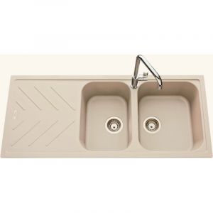 Luisina &Eacute;vier granit beige ARPEGE 2 bacs 1 &eacute;gouttoir