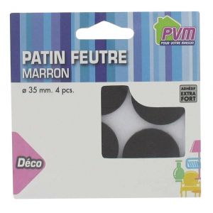 PVM Patin feutre marron adhésif - Diamètre 35 mm - Vendu par 4