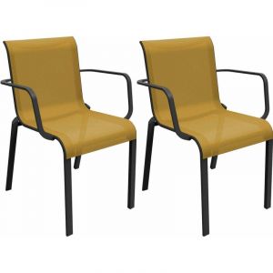 Proloisirs Fauteuils pour l'extérieur en aluminium Cauro (Lot de 2) Graphite et moutarde Graphite Et Moutarde