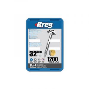 Kreg 1200 vis galvanisés - 7 x 32 mm - filetage fin - Maxi-Loc carré