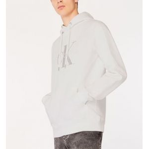 Calvin Klein Hoodie coton organique molletonné signature et monogramme Blanc Jeans - Couleur Blanc - Taille XL