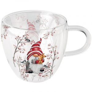 Ambiente Tasse à thé en verre double paroi lutin de Noël