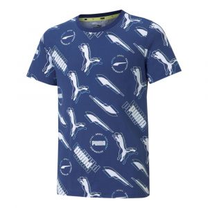 Puma Tee Shirt Manches Courtes Alpha Aop Blu Mc Tee Jr Bleu 94313