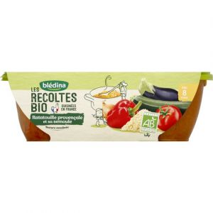 Bl&eacute;dina Ratatouille et sa semoule bio, d&egrave;s 8 mois - Les R&eacute;coltes Bio