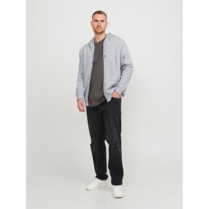 Jack & Jones Sweat &agrave; capuche zipp&eacute; Relaxed Fit Manches longues Gris Clair