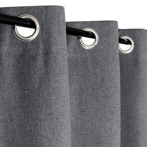 Rideau 100% occultant &agrave; &oelig;illets, Gris anthracite - 140x240cm pr&ecirc;t a poser Atout Ciel