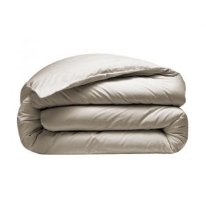 Housse de Couette 240 x 280 - 100% Percale de Coton - 80 fils/cm&sup2; + 2 taies 65 x 65 ficelle