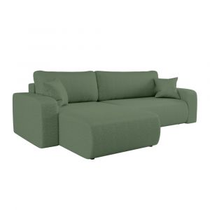 Loungitude Canapé d'angle max réversible, convertible en tissu bouclette - Vert