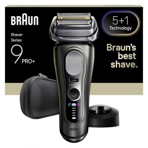 Braun Rasoir Electrique Homme Series 9+ PRO 9615S Argent, Etanche, Lames De Précision Ultra-Fines Et Tondeuse Pro Trimmer Pour Bien Raser La Barbe, Coffret Rasage Avec Etui De Voyage