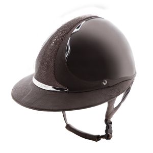 Antares Casque d'&eacute;quitation visi&egrave;re polo glossy Shagreen Premium Bison
