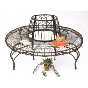 Banc Circulaire en métal Banc JC112404 Banc de pourtour d'arbre Banquette Banc de Jardin D-150cm H-75cm - Dandibo