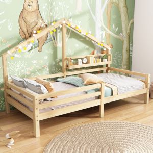 Lit enfant 90x200 cm, lit simple, pin,