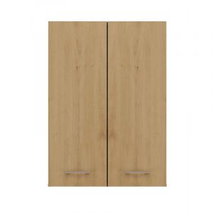 NELLIO - Armoire de toilette murale - Meuble SDB à suspendre - Dimensions 64x30x90 cm - Rangement Salle de bain - Gris&Chêne