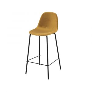 Chaise pour îlot central en velours jaune 65 cm - henrik