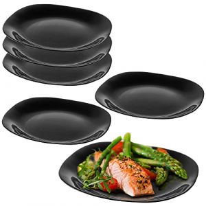 Ensemble de 6 Assiettes D&icirc;ner KADAX 28cm Noir Verre Tremp&eacute; &Eacute;l&eacute;gant