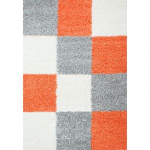 Life SHAGGY - Tapis de chambre &agrave; Carreaux 120 x 170cm - 100% Polypropyl&egrave;ne 30mm - Terra