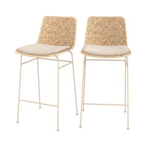 Chaise pour îlot central 66 cm en matière naturelle (lot de 2)