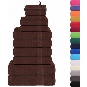 VidaXL Ensemble De Serviettes 12 Pcs Marron 360 G/M² 100% Coton