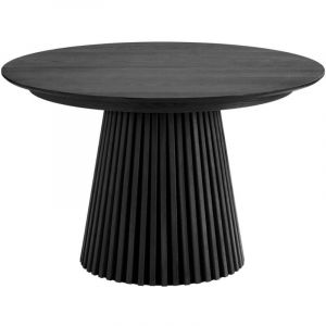 Table Extensible Ronde Pied Central Relief MDF Placage Ch&ecirc;ne noir - DUBLIN