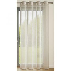 Voilage uni avec 8 &oelig;illets - 140x240 cm - Ficelle - Lumineux et d&eacute;coratif - Prot&egrave;ge des Regards ext&eacute;rieurs