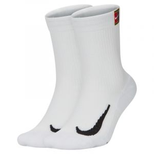 Nike Chaussettes de tennis mi-mollet rembourr&eacute;es Court Multiplier (2 paires) - Blanc - Taille L - Unisex