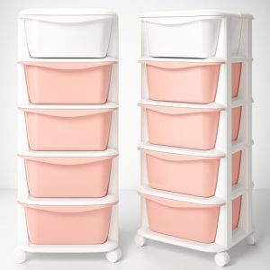 Étagère de rangement - SPRINGOS - 5 tiroirs - Mobile sur roulettes - Couleurs pastel - Design compact