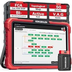 KINGBOLEN Valise Diagnostic Auto K10 Pro, OBD2 Diagnostic fran&ccedil;ais pour syst&egrave;me Complet avec 50+ R&eacute;initialisations, Codes ECU, Contr&ocirc;le Bidirectionnel, Diagramme Topologique, CANFD＆DOIP