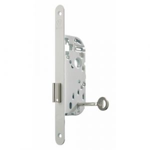 Vachette Serrure &agrave; larder - p&ecirc;ne dormant seul - axe 40 mm - blanc - D24