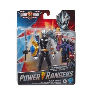 Hasbro Power Rangers Dino Fury - F4497 - Figurine articulée 15cm + Accessoires - Ranger Noir avec Manche Bouclier