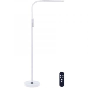 Beliani Lampadaire Blanc en Matériaux Synthétiques 160 cm à led et Variateur d'Intensité et Télécommande Distance Aries