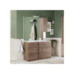 Image de Meuble sous-vasque 122 cm Chêne noisette + vasque + miroir led - STARS