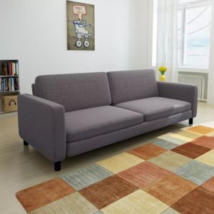 Image de VidaXL Canapé à 3 places Tissu Gris foncé