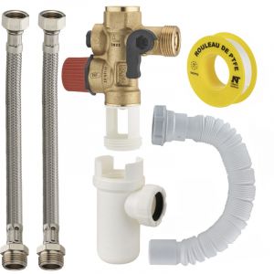 Kit raccordement de chauffe-eau groupe de sécurité droit siège laiton NOYON & THIEBAULT