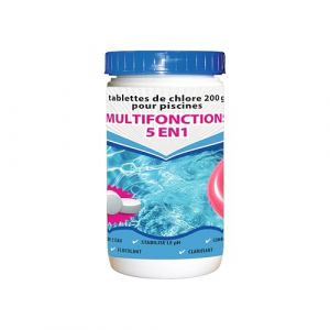 BSI Chlore multifonctions - 5 en 1 - Action longue durée - Dissolution lente - Idéal pour piscine et spa - Galets 200g - 1kg