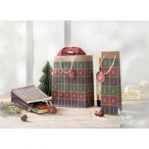 Sigel Sac cadeau Noël pour bouteille 'Cut-out style', kraft