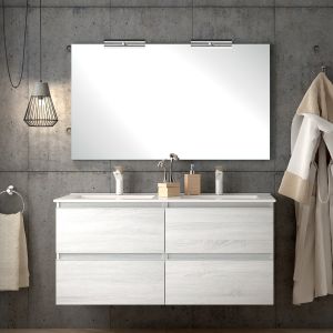 Meuble de salle de bain 140cm double vasque - 4 tiroirs - hibernian (bois blanchi) - balea