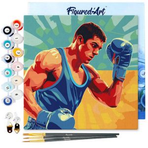 Mini peinture au numéro : Affiche sportive Boxe - toile tendue sur chassis