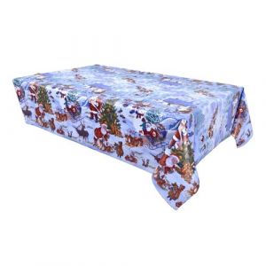 Habitable - Nappe en toile cirée rectangulaire NEIGE - 140 x 250 cm - Bleu - NEIGE