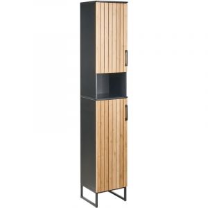 Beliani Meuble Haut Miscanti Bambou 30 Cm Marron Clair