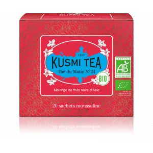Kusmi tea Thé du Matin N°24 - Thé Noir Bio - Boîte de 20 sachets mousseline - 40 g