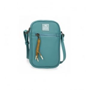 Pepe Jeans Bea Sac &agrave; Bandouli&egrave;re Mobile Holder Bleu 11x17.5x2.5 cm Cuir Synth&eacute;tique
