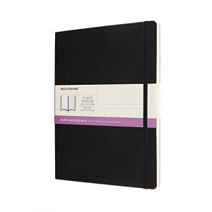 Moleskine Carnet classique très grand format ligné à pages blanche couverture souple Noir