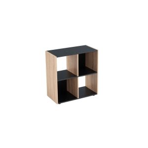 Wadiga Étagère en MDF Bois et Noir - 4 Casiers