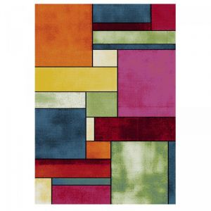 Unamourdetapis 200x200 carre - Tapis salon 200x200 carre brillance geometrique 1 Multicolore - Rouge