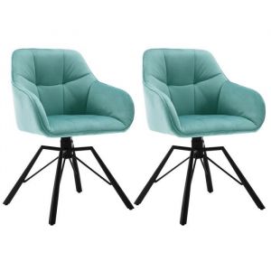 Lot de 2 Chaises Pivotante à 360°.Chaise Salle à Manger en Velours.Fauteuil Scandinave.Pieds en Métal.Vert Turc - Vert Turc - Woltu